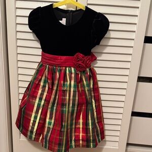 4T Black Velvet Dress with Red Rose